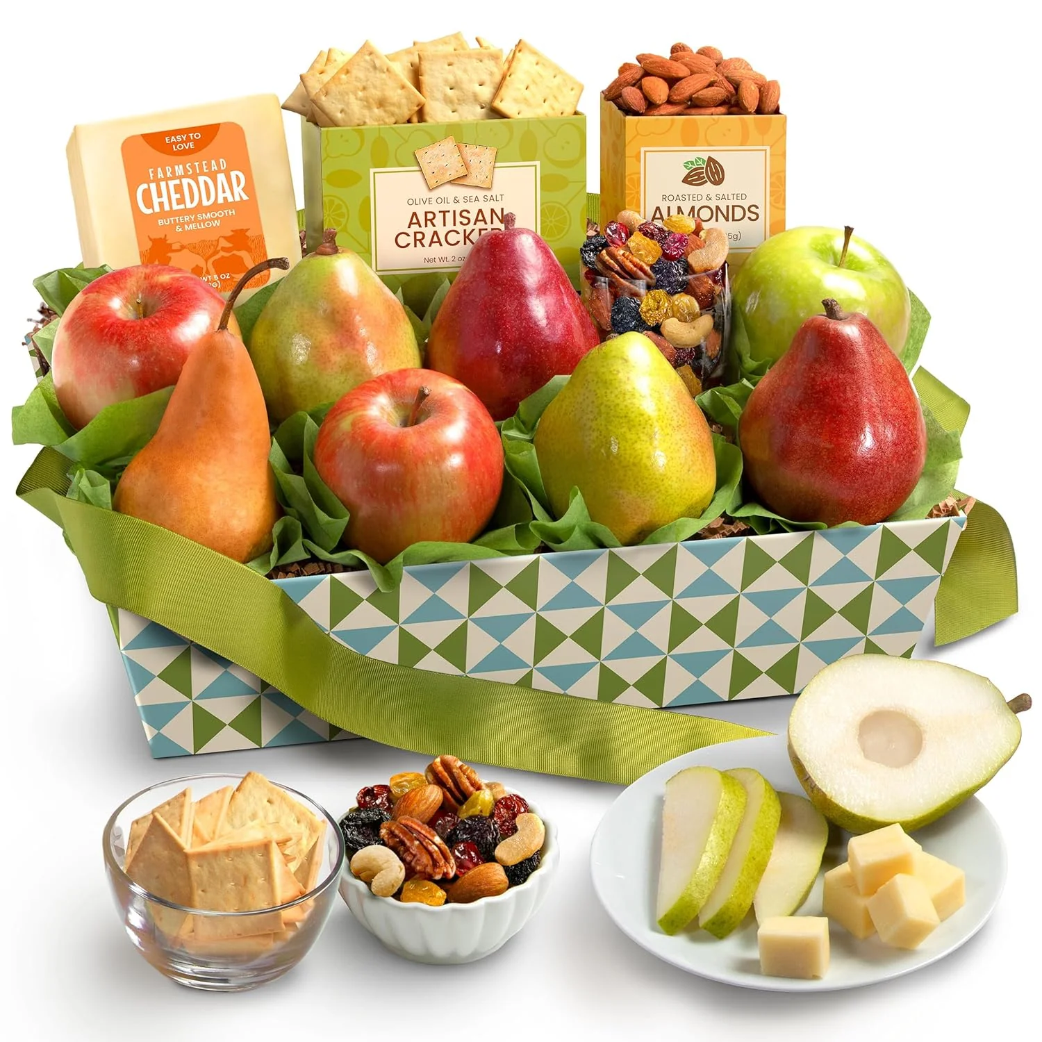 Happy Holidays Fresh Fruit Basket with Cheese and Nuts