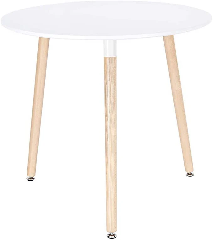 Modern Round End Side Kitchen Living Leisure Pedestal Wooden Coffee White Dining Room Home Furniture Table for Use in Bedroom 19.7 inches