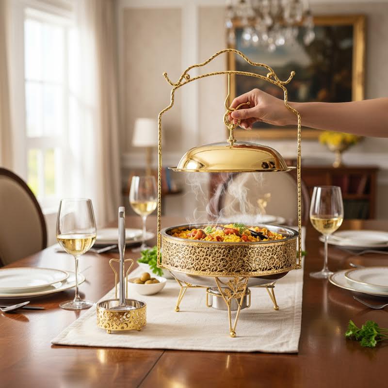 8Lt Chafing Dish with Spoon Gold