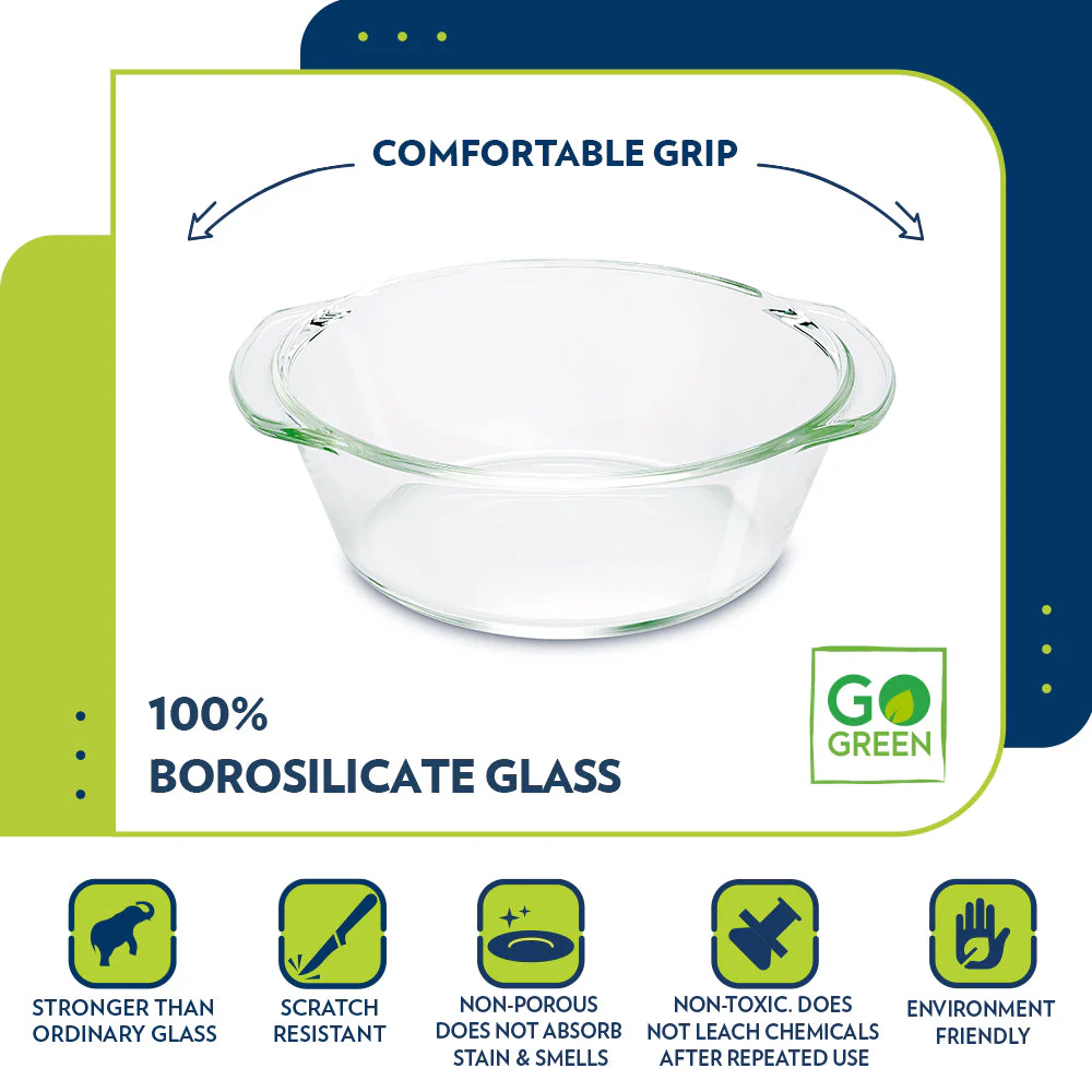 Borosil Round Casserole w Lid, 1L