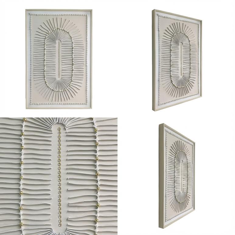 80 x 120cm Sculptural, Abstract Design Painting Cream