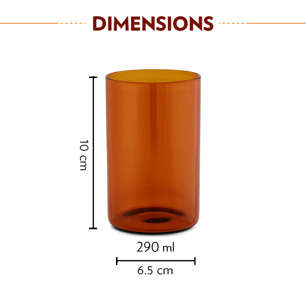 Borosil Vision Amber Glass, Set of 6, 295ml