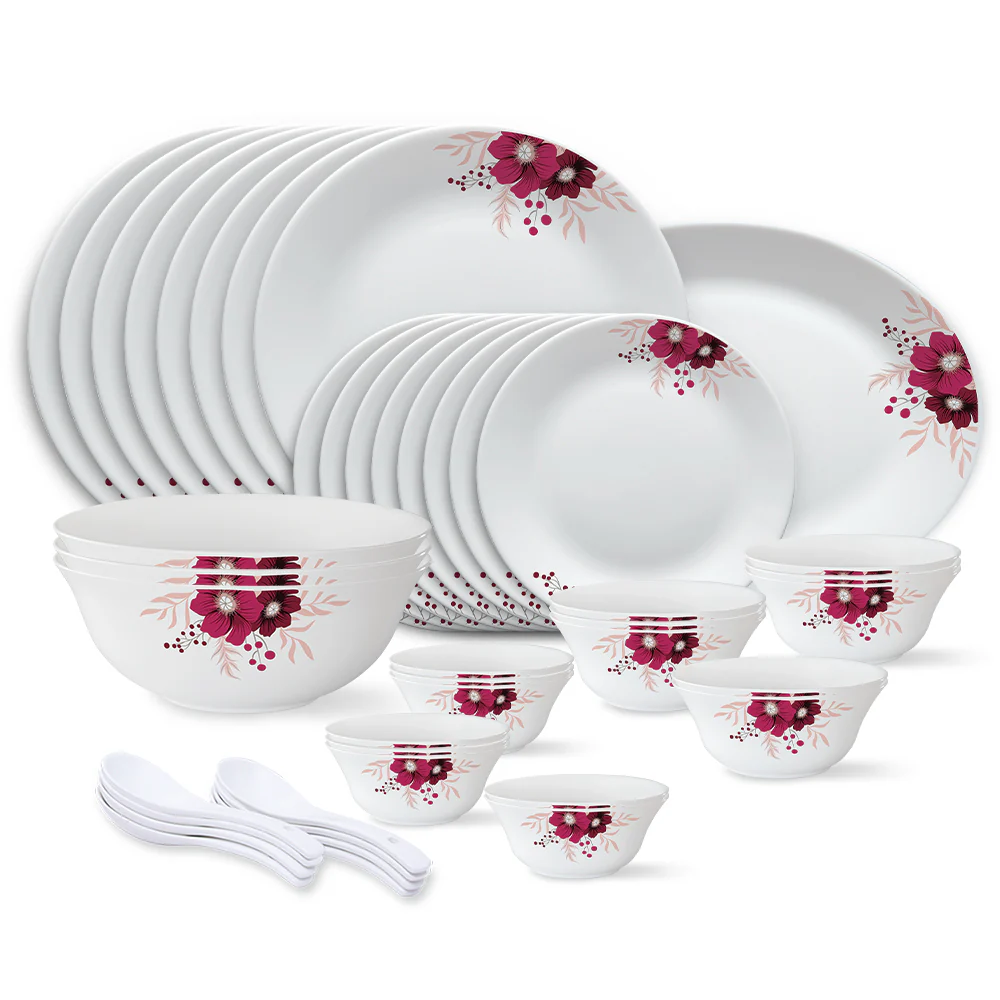 Larah by Borosil Paradise Dinner Set, 44 pc
