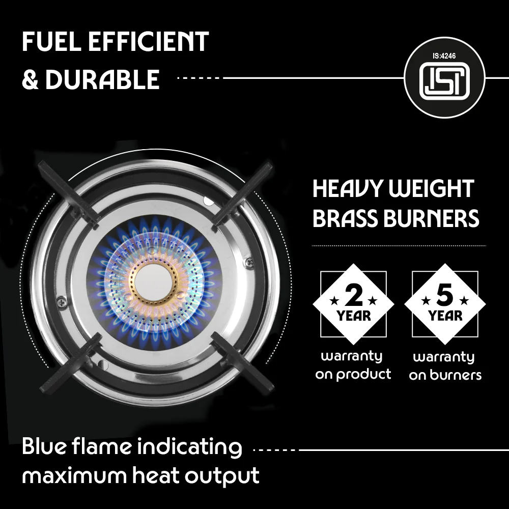 Borosil Prima Glass-top Gas Stove, 4 Burners