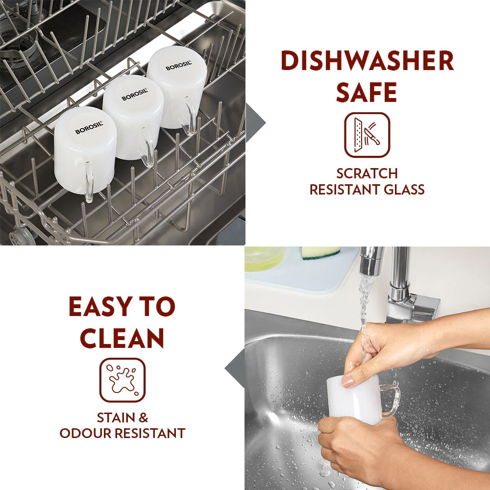 Borosil Vision Jade Mug, Set of 6, 190ml