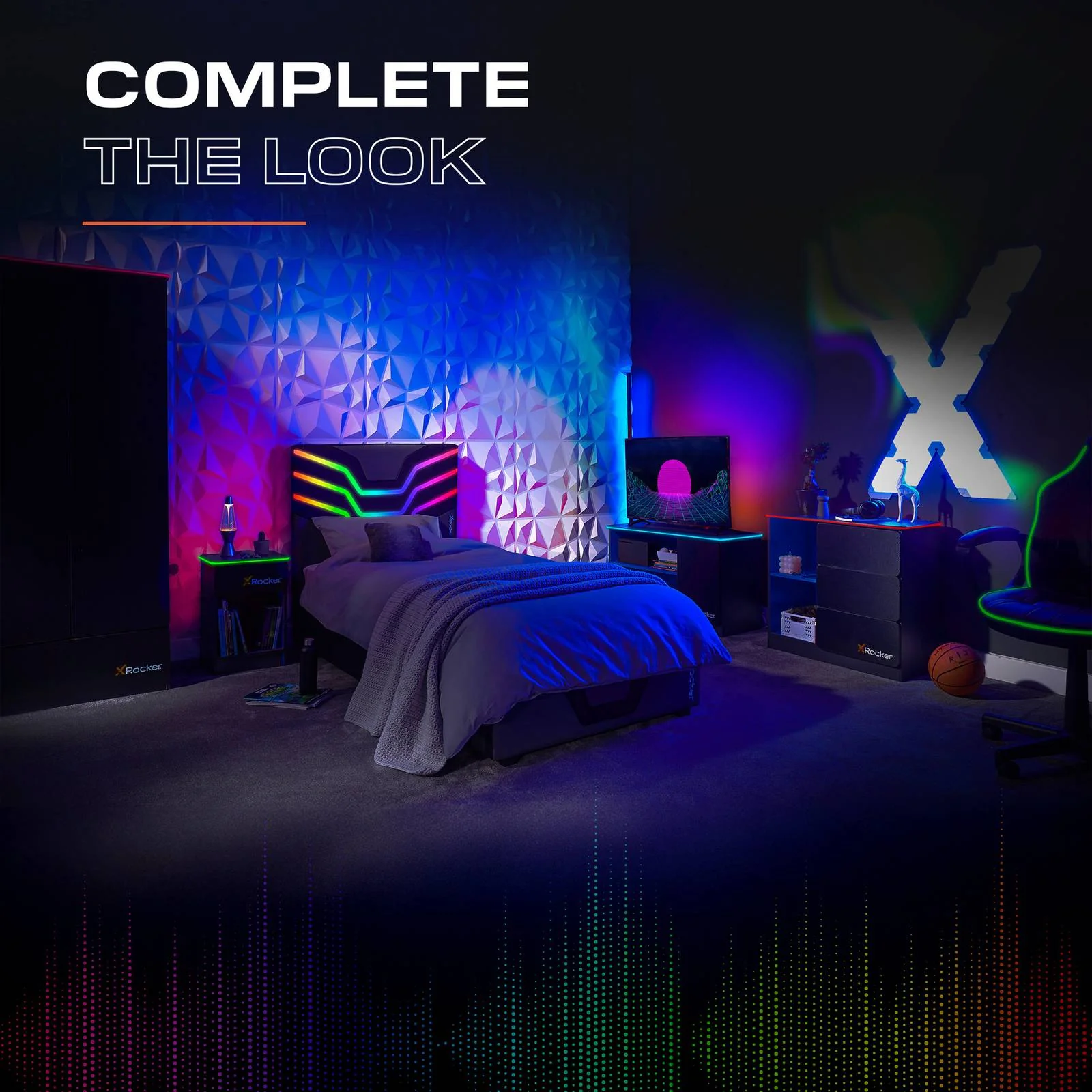 Carbon-Tek LED TV Media Unit - Grey / Blue RGB