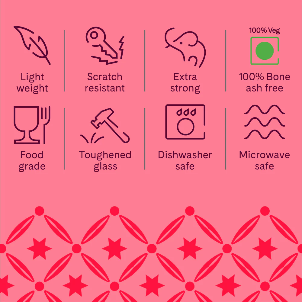 Larah by Borosil, Lush Dinner Set, 34 pc