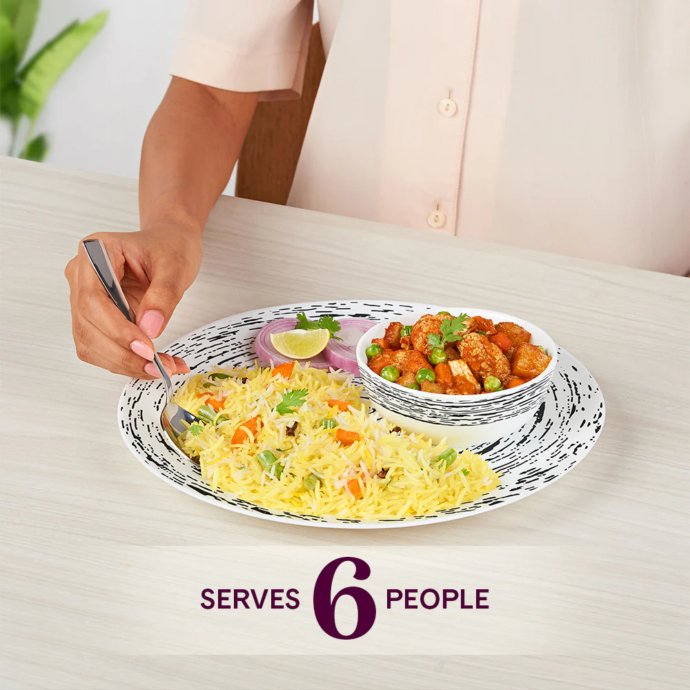 Larah by Borosil Milky Way Dinner Set, 33 pc