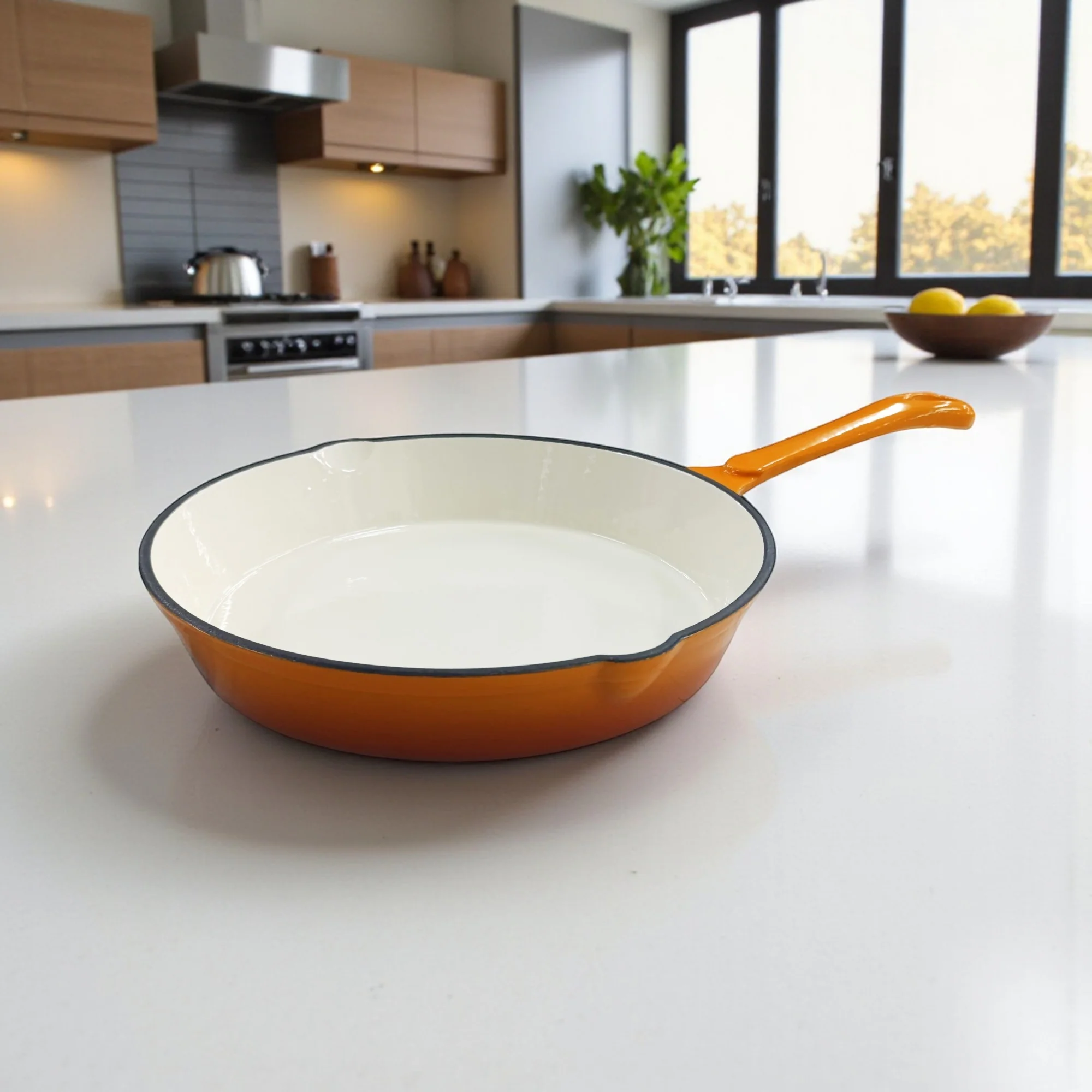 CH 25cm Cast Iron Frying Pan Orange