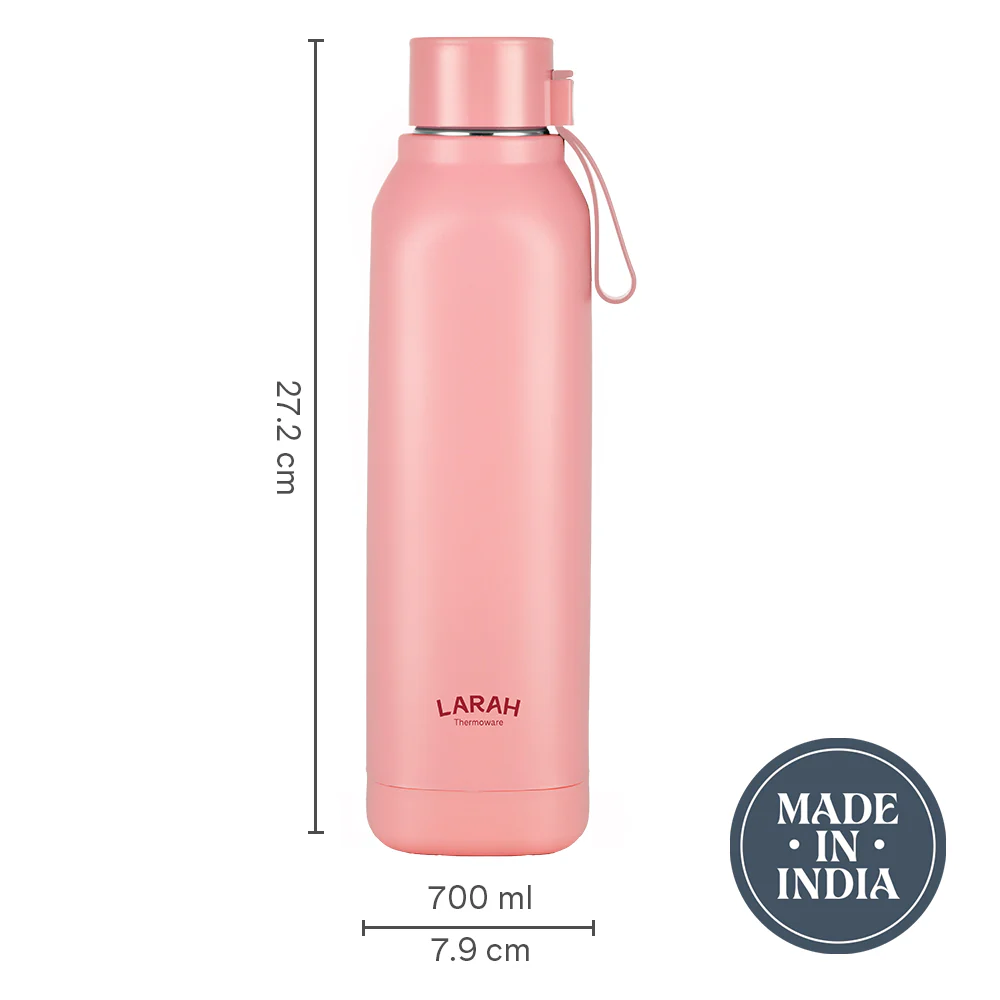 Larah Cube Square PU Thermoware Bottle, 700 ml, Pink