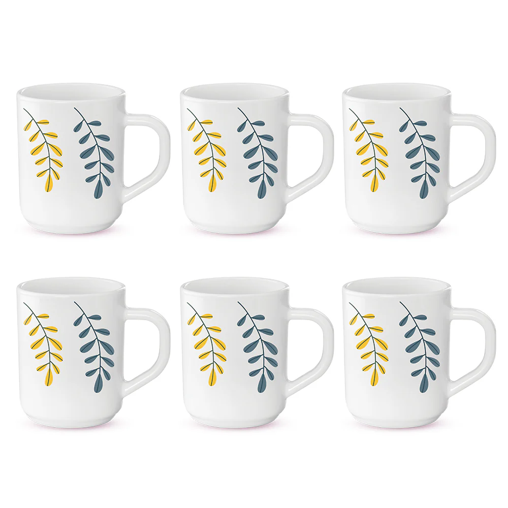 Larah by Borosil Niva Mug Set, 240ml x 6