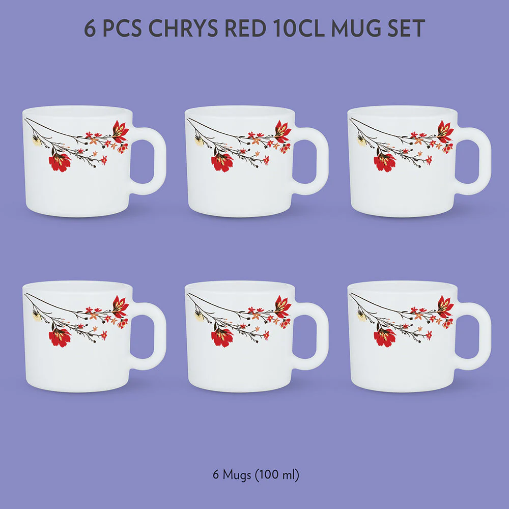 Larah by Borosil Chrys Red Mug Set, 240ml x 2