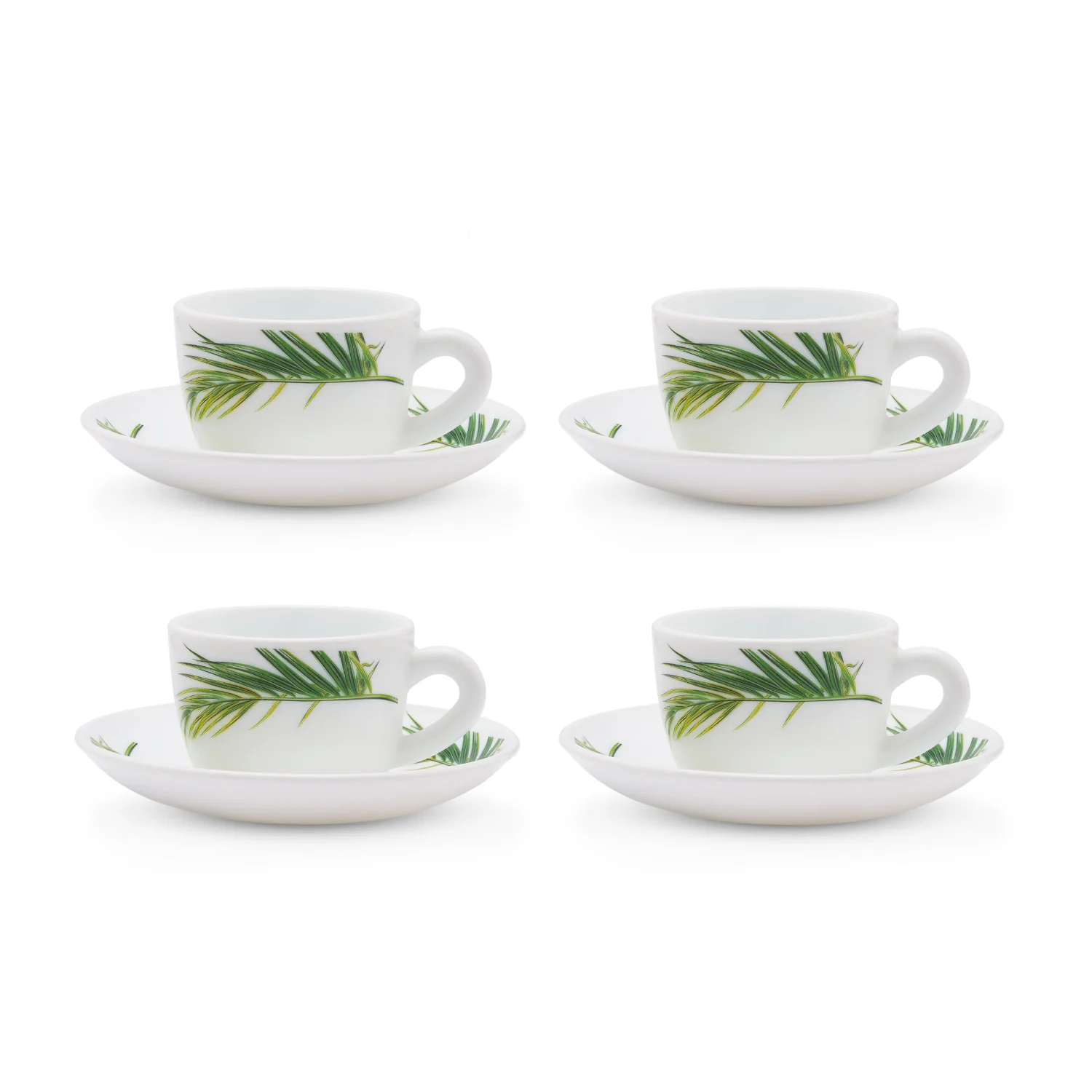 Larah by Borosil Crescent Cup n Saucer Set, 140ml x 8