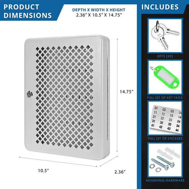 Barska CB13758 40 Capacity Fixed Position Mesh Front Key Cabinet with Key Lock
