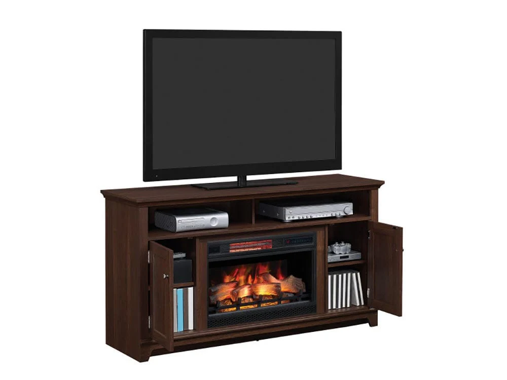 Eldersburg Infrared Electric Fireplace TV Stand in Woodland Cherry