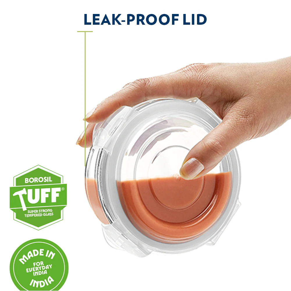 Borosil Pro Lunch Box Set, 400ml x 3 (+) 550ml x 1