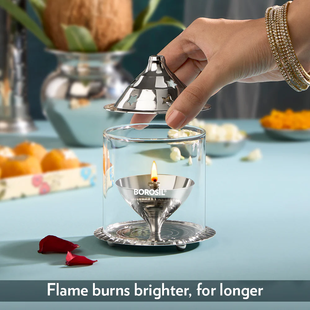Borosil Akhand Diya, Nickel, Medium