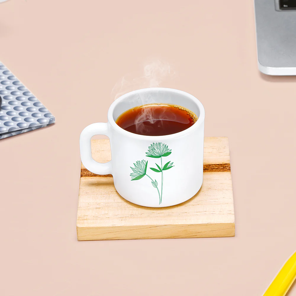 Larah by Borosil Green Lily Mug Set, 100ml x 6