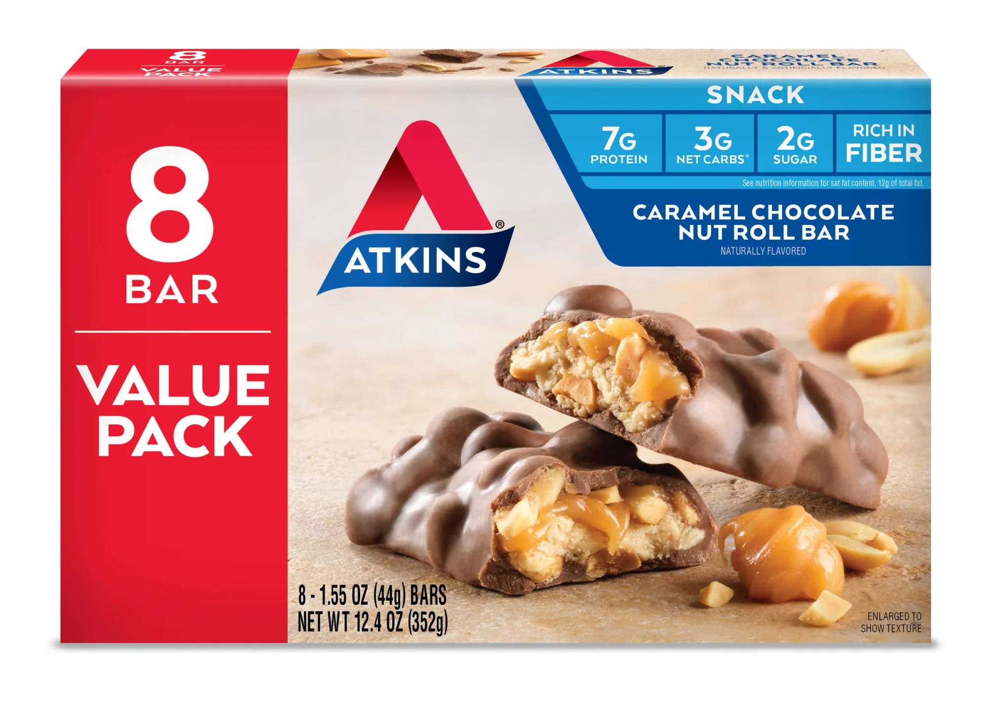 Snack Bar, Caramel Chocolate Nut Roll, Keto Friendly