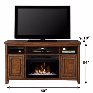 Lynbrook Cinnamon Electric Fireplace Entertainment Center w/ Glass
