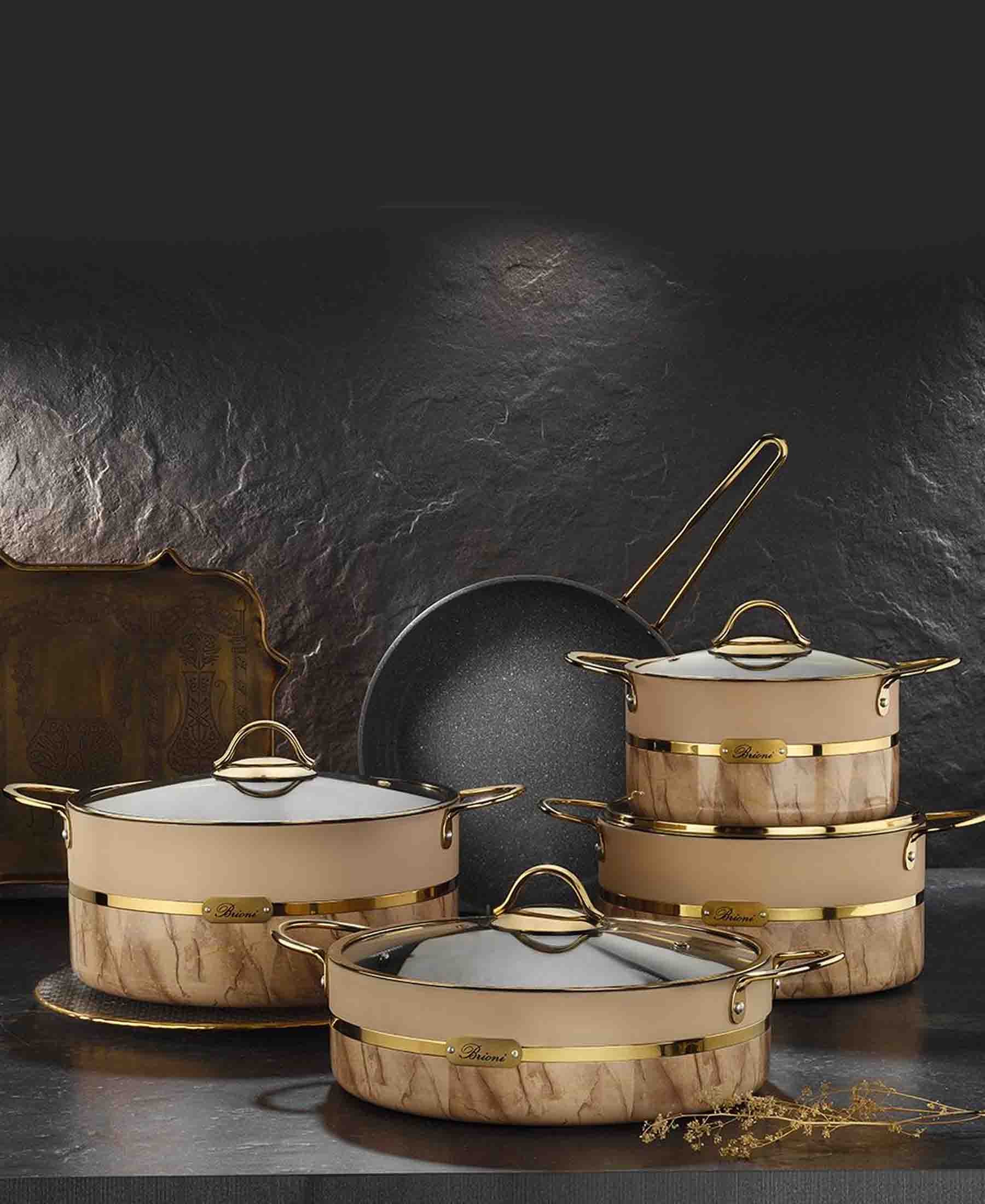 Brioni Selection 9 Piece Granite Cookware Set - Beige