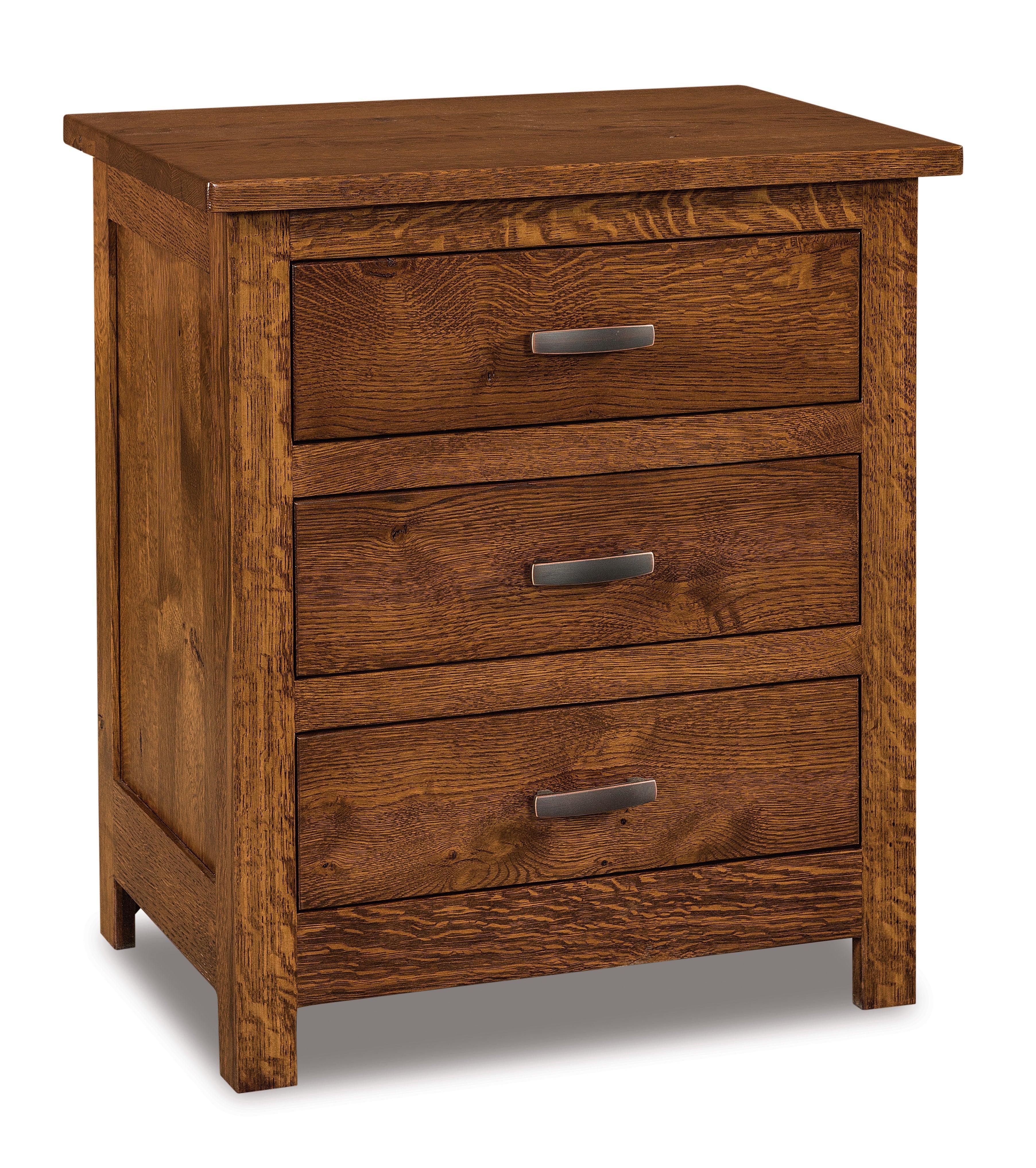 Amish Flush Mission Three Drawer Nightstand