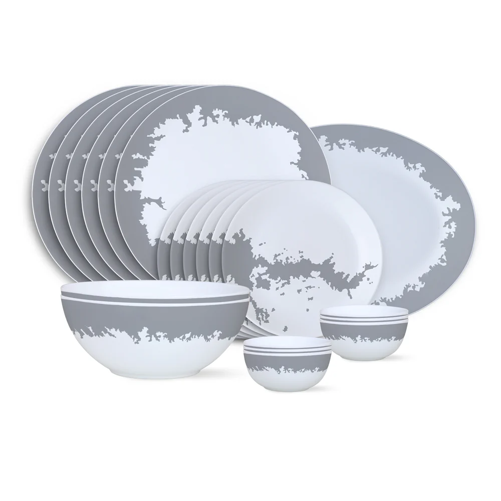 Larah by Borosil Silver Luna Dinner Set, 21 pc