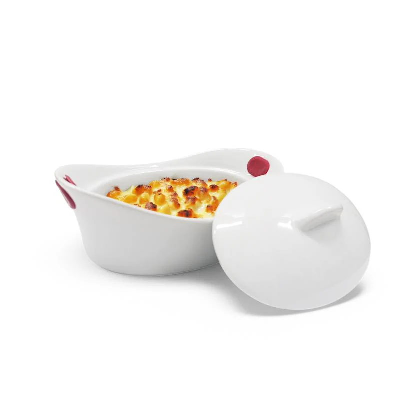 Aqua Mini Oval Baking Dish with Lid & Handle White
