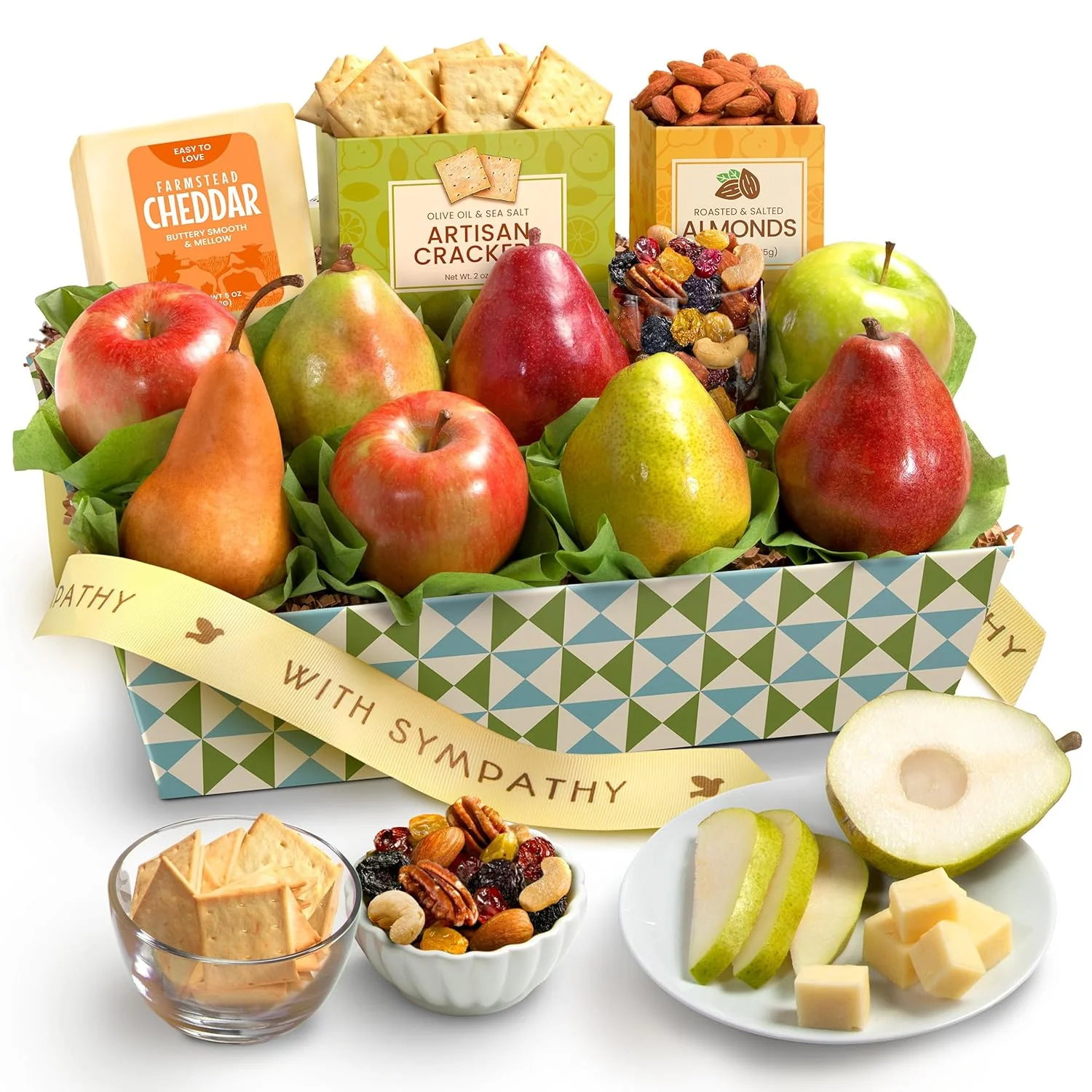 Happy Holidays Fresh Fruit Basket with Cheese and Nuts