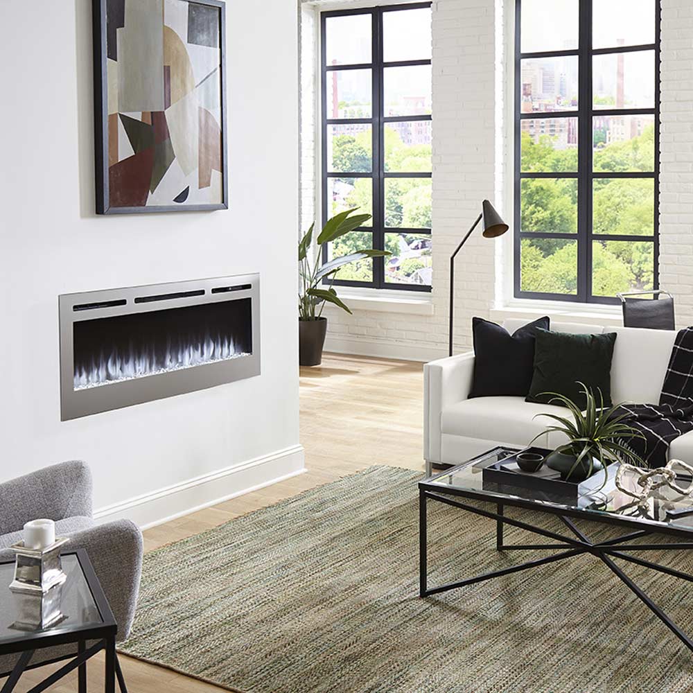 The Sideline Deluxe Stainless Steel 60 Inch Recessed Smart Electric Fireplace 86277