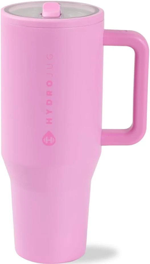 40 oz Water Bottle with Handle & Flip Straw - Fits in Cup Holder, Leak Resistant Tumbler-Reusable Insulated Stainless Steel & Rubber Base