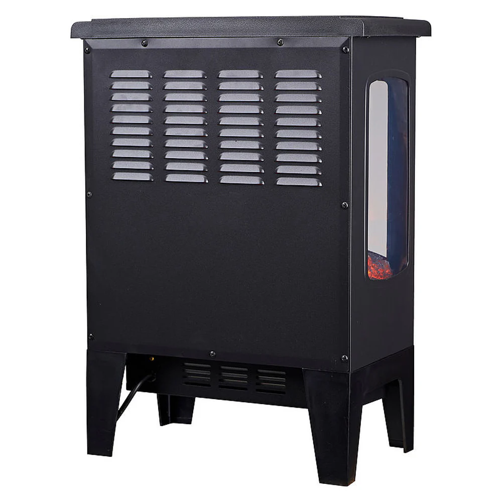 Neo Glass Window Electric Fire With Flame Effect - Black