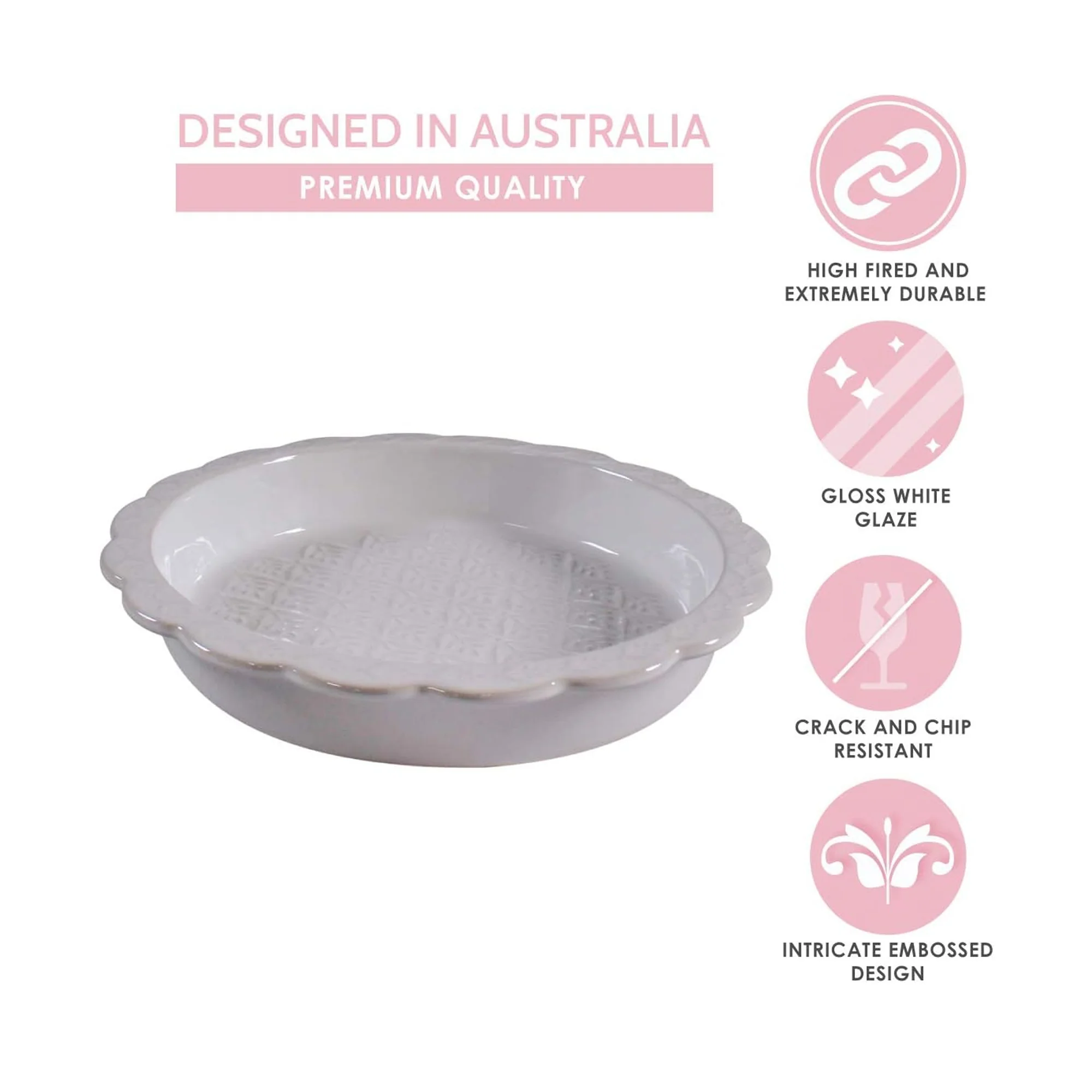 Ciroa Print Ceramic Pie Dish White