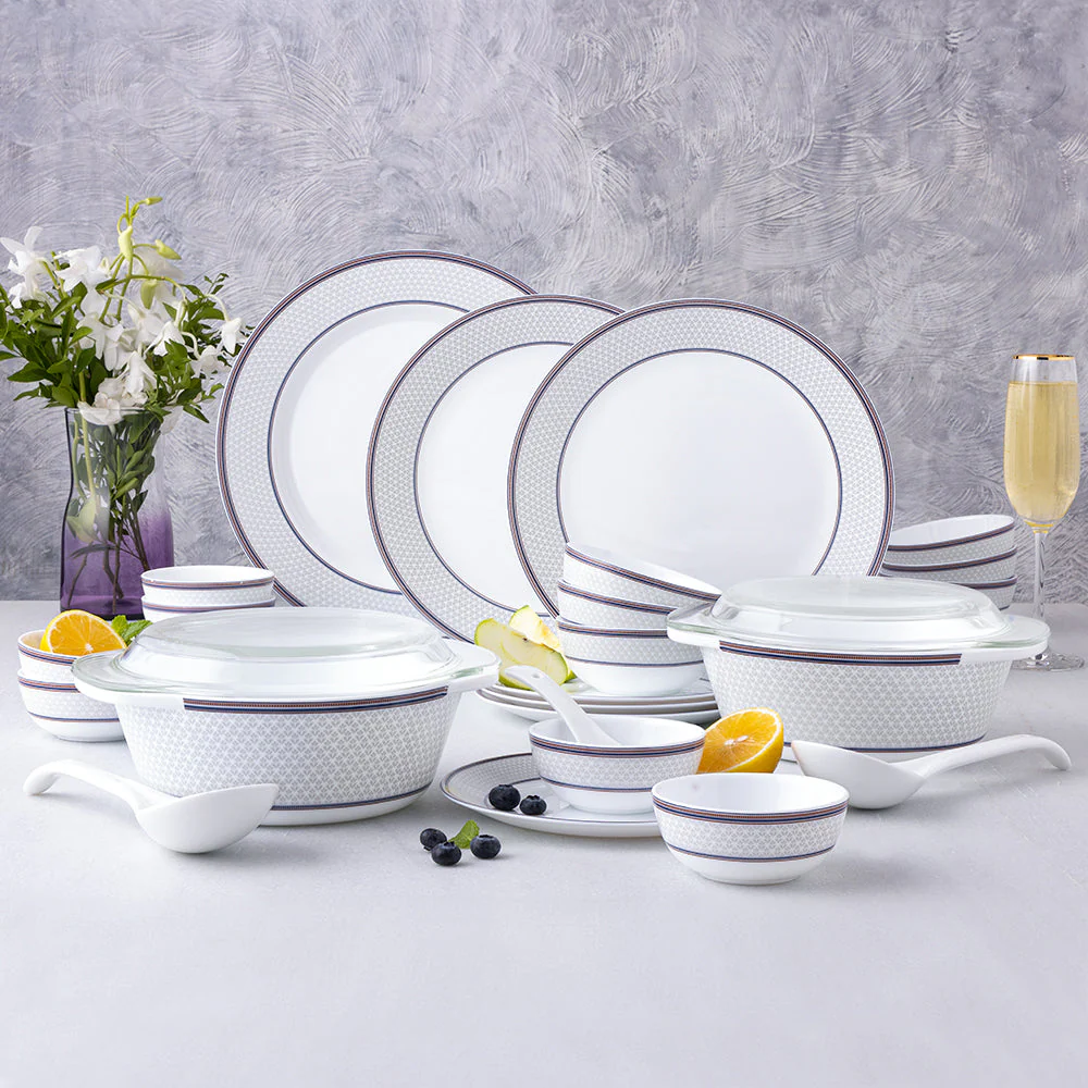 Larah By Borosil Starlight Dinner Set, 51 pc
