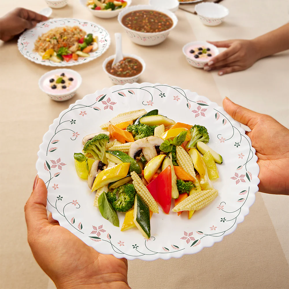 Larah by Borosil, Garland Dinner Set, 13 pc