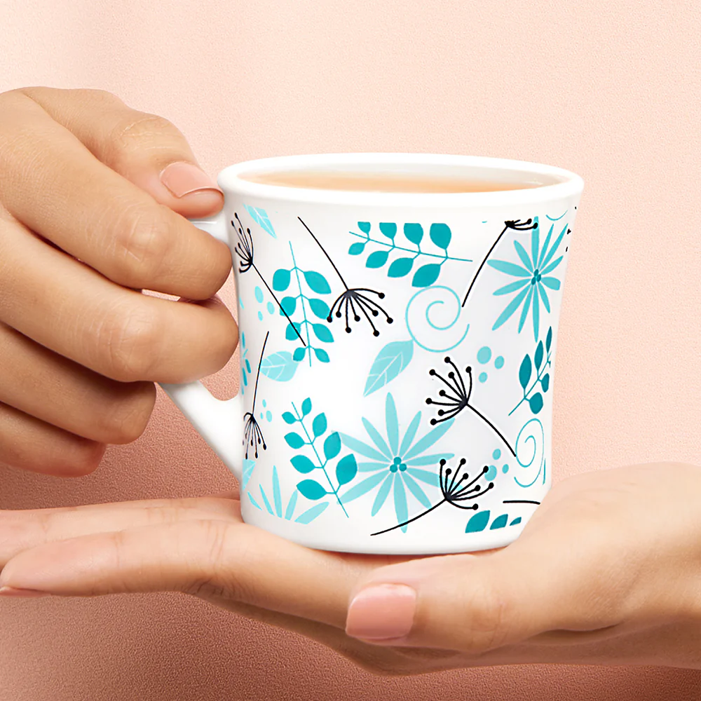 Larah by Borosil Crysta Stardust Mug Set, 210ml x 6