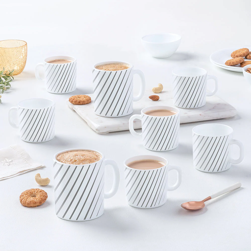 Larah by Borosil Silver Ray Mug Set, 2 x 240ml