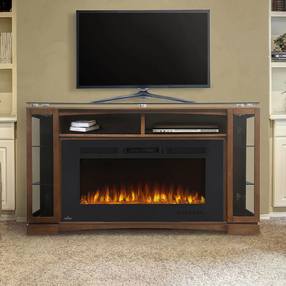 Shelton Electric Fireplace Media Console in Burnished Walnut