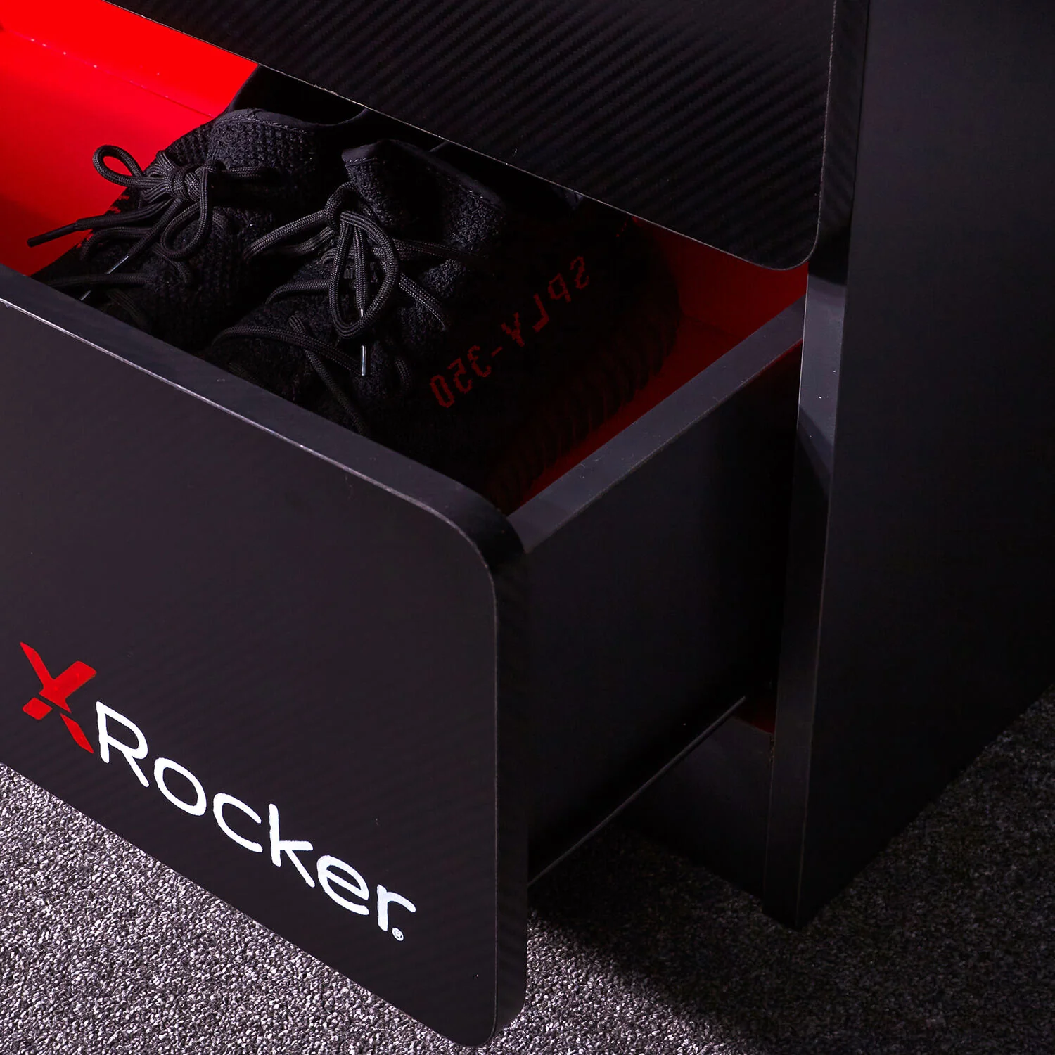 Carbon-Tek LED 2-Door Wardrobe with Drawer - Grey / Red RGB