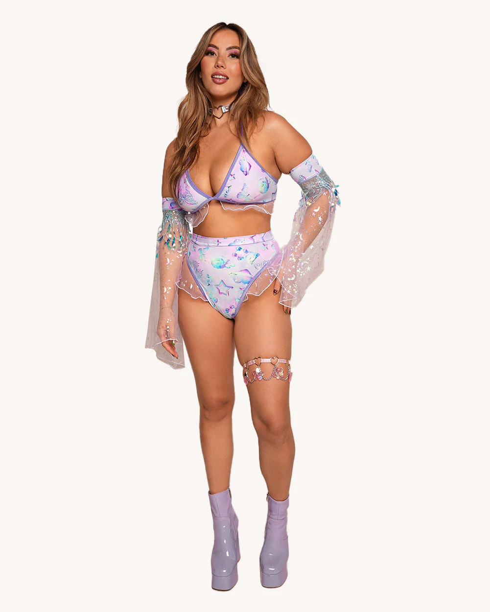 Rolita Couture x iHR Cosmic Chrome Ruffle Top