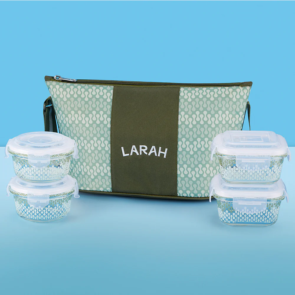 Larah Gracia Daisy Glass Lunchbox, Set of 4