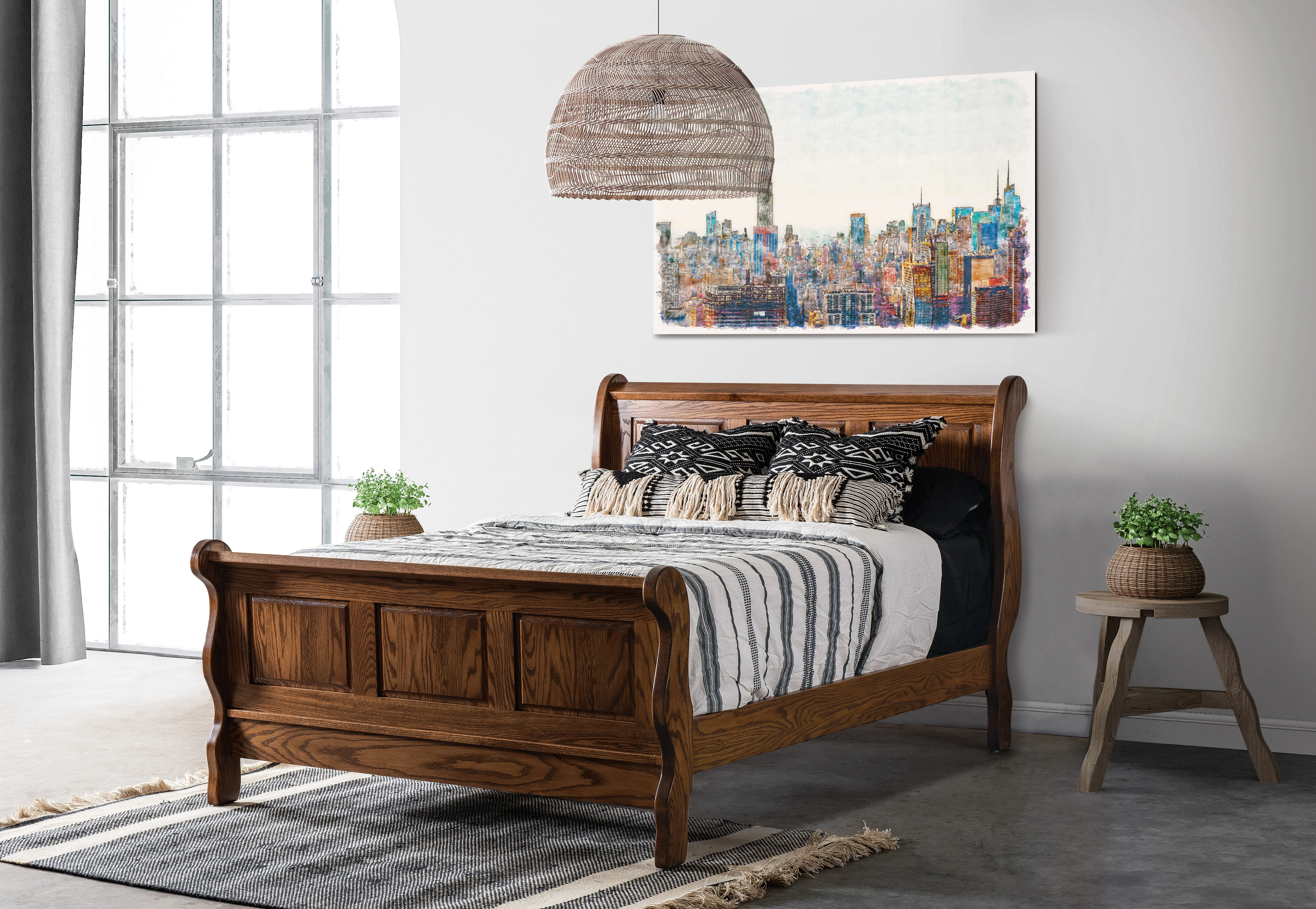 Amish Classic Raised Panel Sleigh Bed