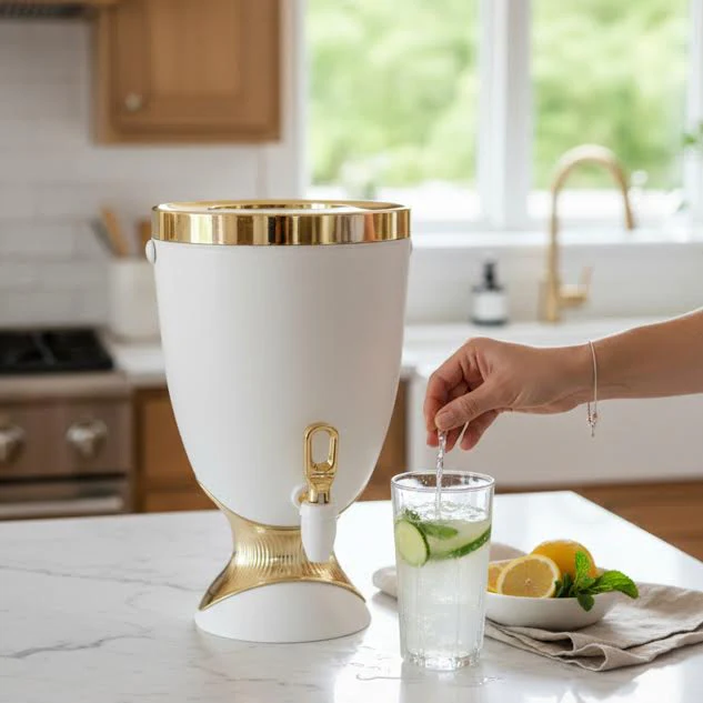 5.5Lt Beverage Dispenser White & Gold