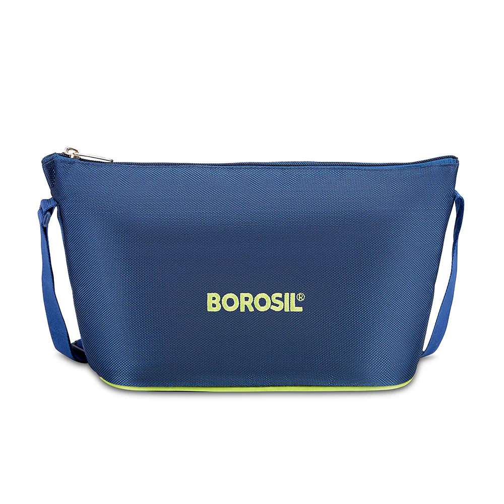 Borosil Blue Lunch Bag, Daisy, For Set of 4, (320ml & 240ml) (Only Bag)