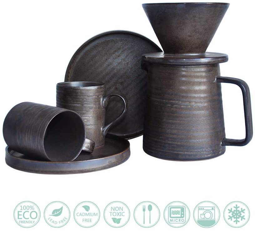 Eco-friendly Pour Over Coffee Maker Cup Set, Ceramic Coffee Brewer Drip, Coffee Percolator