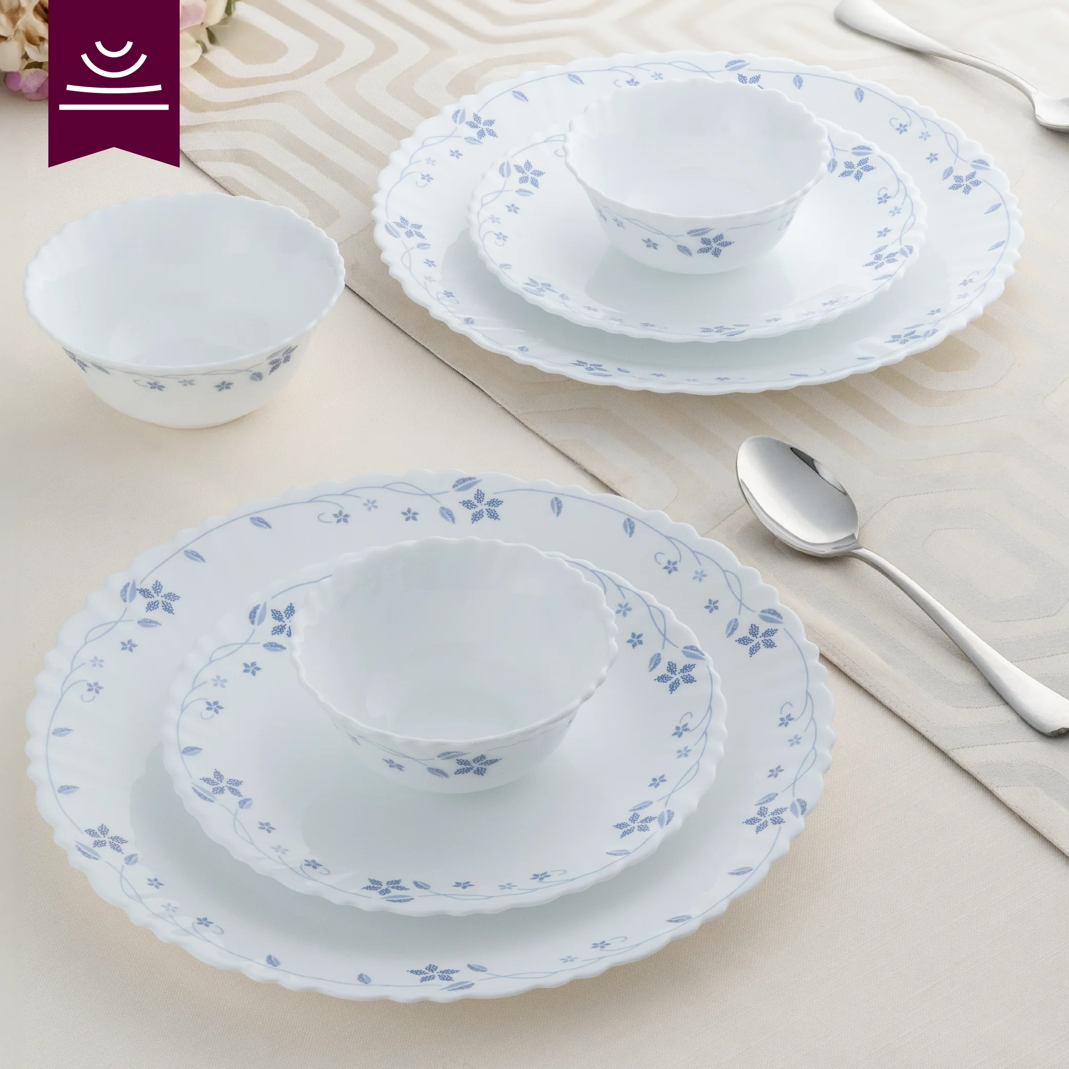 Larah by Borosil Flora Dinner Set, 27 pc