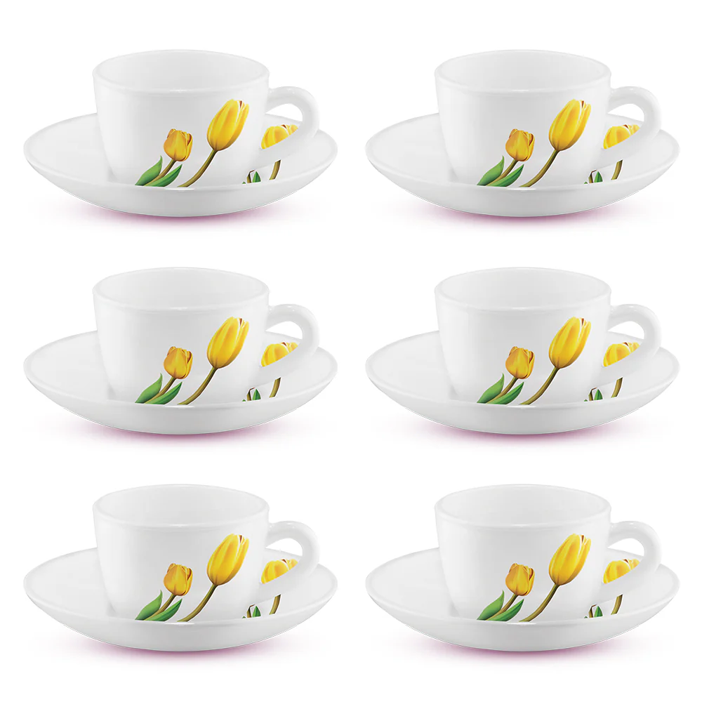 Larah by Borosil Lyana Cup n Saucer Set, 90ml x 12