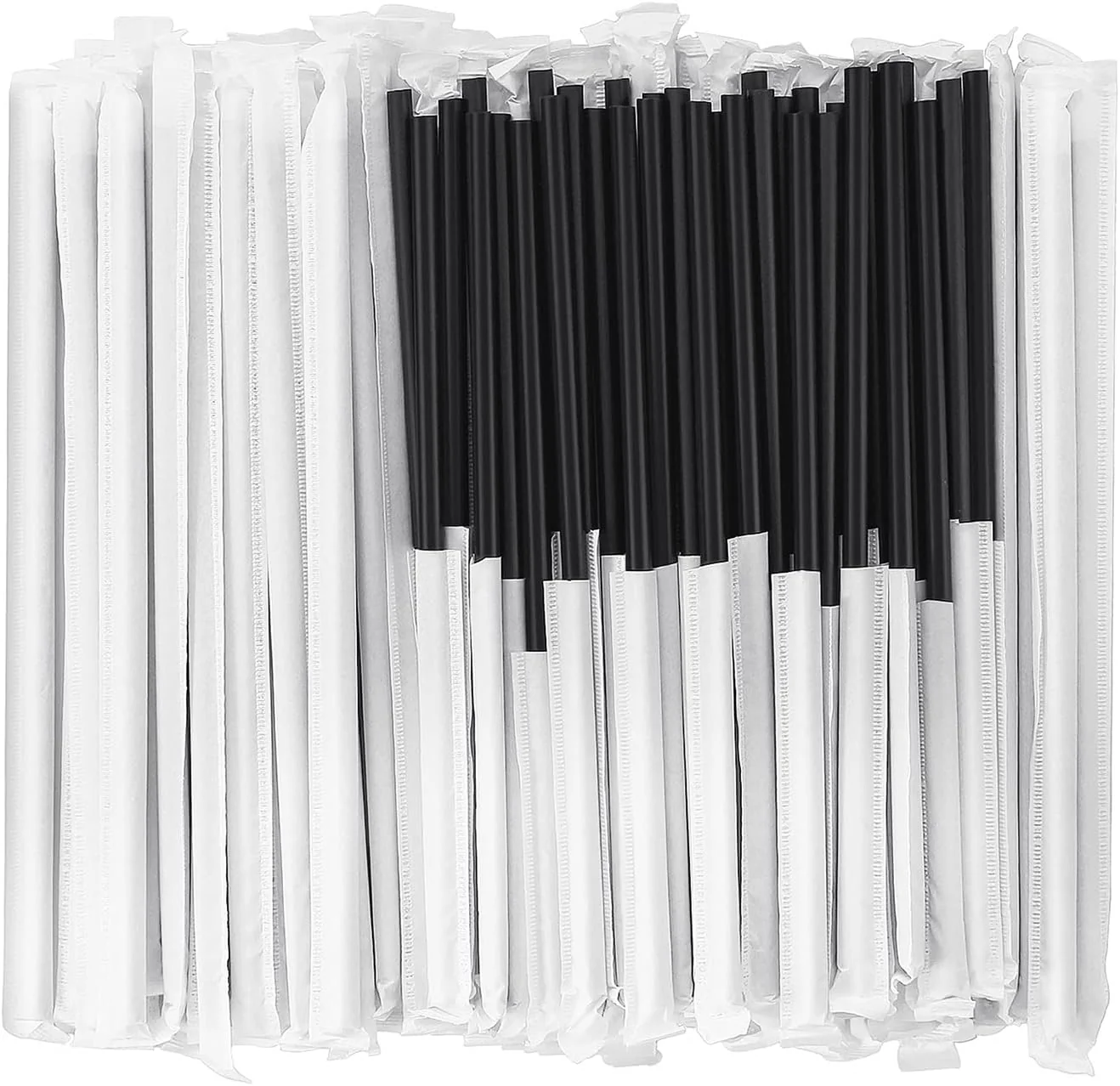 Biodegradable Compostable Individually Wrapped Straws, PLA Disposable Plant Based Eco Friendly Straws 8.25