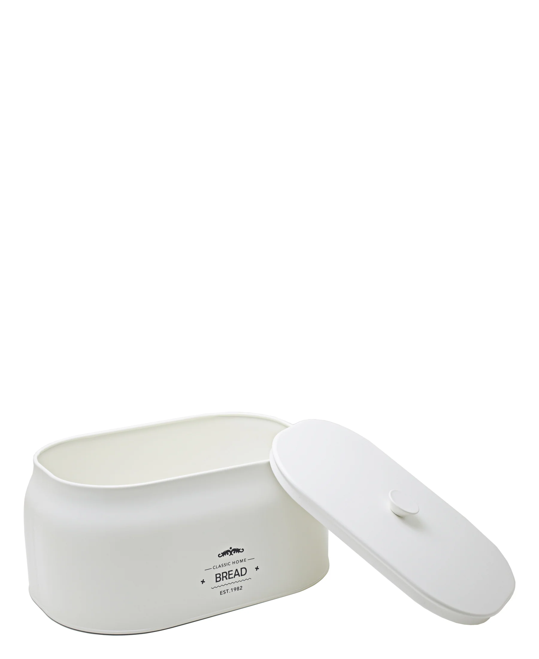 Aqua Iron Bread Bin With Lid - White