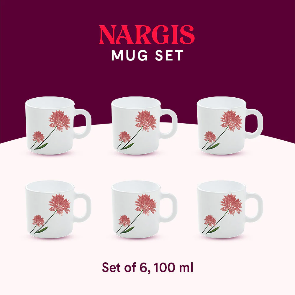 Larah by Borosil Nargis Mug Set, 240ml x 2